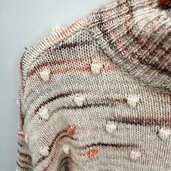 LOFT NWT Mock Neck Bobble Ivory Brown Sweater // S - Picture 6 of 9